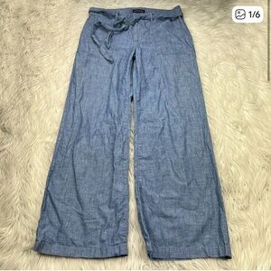Banana Republic Chambray Belted Wide Leg Pants